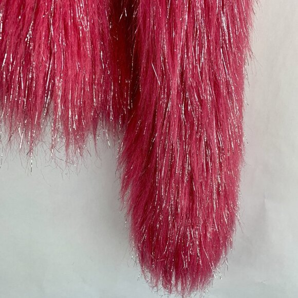 Vtg Y2K Blanc Noir Jacket Hot Pink Faux Fur Silver Coat Medium CLUB RAVE Furry - Picture 3 of 13